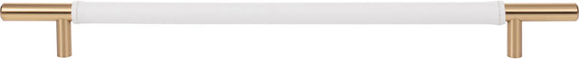 Zanzibar White Leather Pull 11 5/16'' cc Warm Brass 282-WT-WB