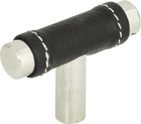 Zanzibar Black Leather Knob 1 7/8'' Polished Chrome 288-BL-CH