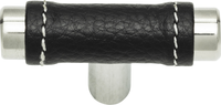 Zanzibar Black Leather Knob 1 7/8'' Polished Chrome 288-BL-CH