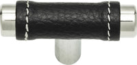 Zanzibar Black Leather Knob 1 7/8'' Polished Chrome 288-BL-CH