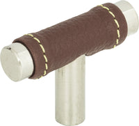 Zanzibar Brown Leather Knob 1 7/8'' Polished Chrome 288-OW-CH