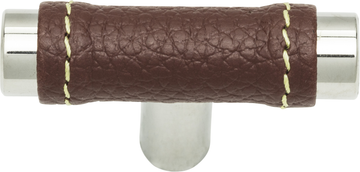 Zanzibar Brown Leather Knob 1 7/8'' Polished Chrome 288-OW-CH