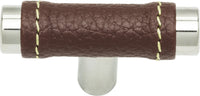 Zanzibar Brown Leather Knob 1 7/8'' Polished Chrome 288-OW-CH
