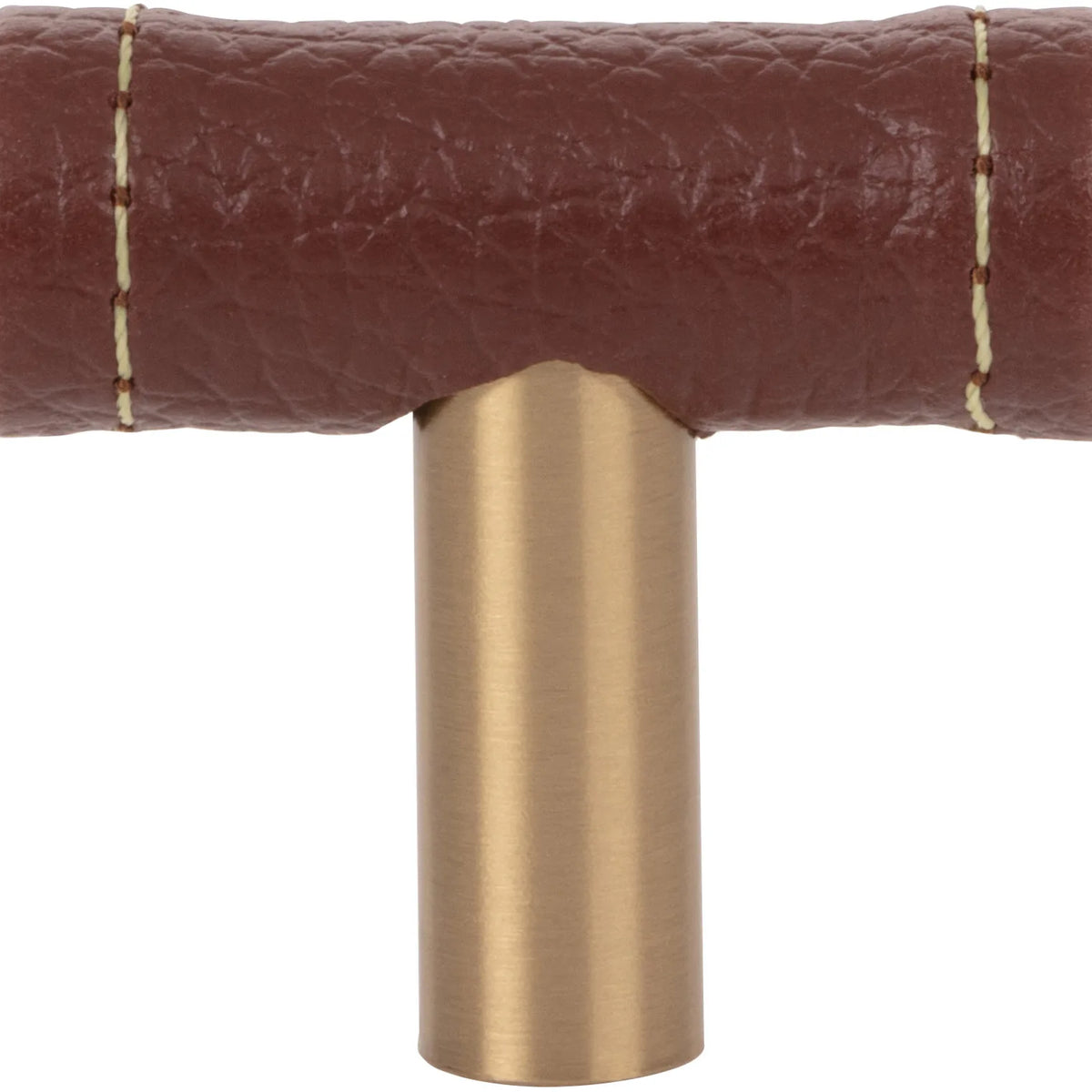 Zanzibar Brown Leather Knob 1 7/8'' Warm Brass 288-OW-WB – The