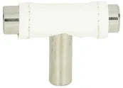 Zanzibar White Leather Knob 1 7/8''