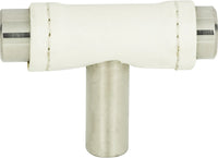 Zanzibar White Leather Knob 1 7/8'' Polished Chrome 288-WT-CH