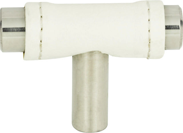 Zanzibar White Leather Knob 1 7/8'' Polished Chrome 288-WT-CH