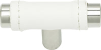 Zanzibar White Leather Knob 1 7/8'' Polished Chrome 288-WT-CH