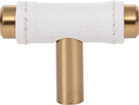 Zanzibar White Leather Knob 1 7/8'' Warm Brass 288-WT-WB