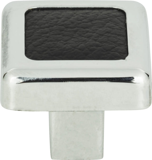 Paradigm Square Knob 1 1/4'' CH & Black Leather 3149-BL