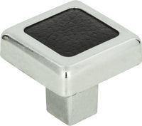 Paradigm Square Knob 1 1/4'' CH & Black Leather 3149-BL