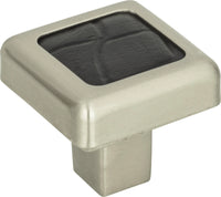 Paradigm Square Knob 1 1/4'' BN & Black Croc Leather 3149-BN-CRC