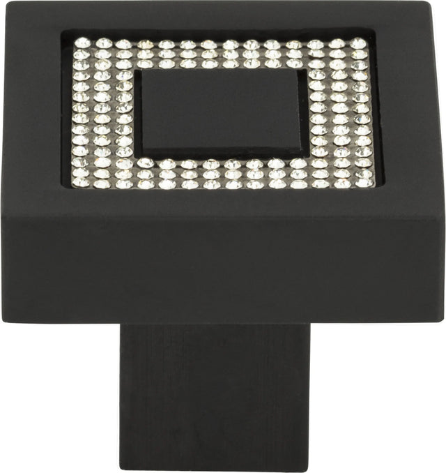 Crystal Square Inset Knob 1 3/8'' Matte Black 3192-BL