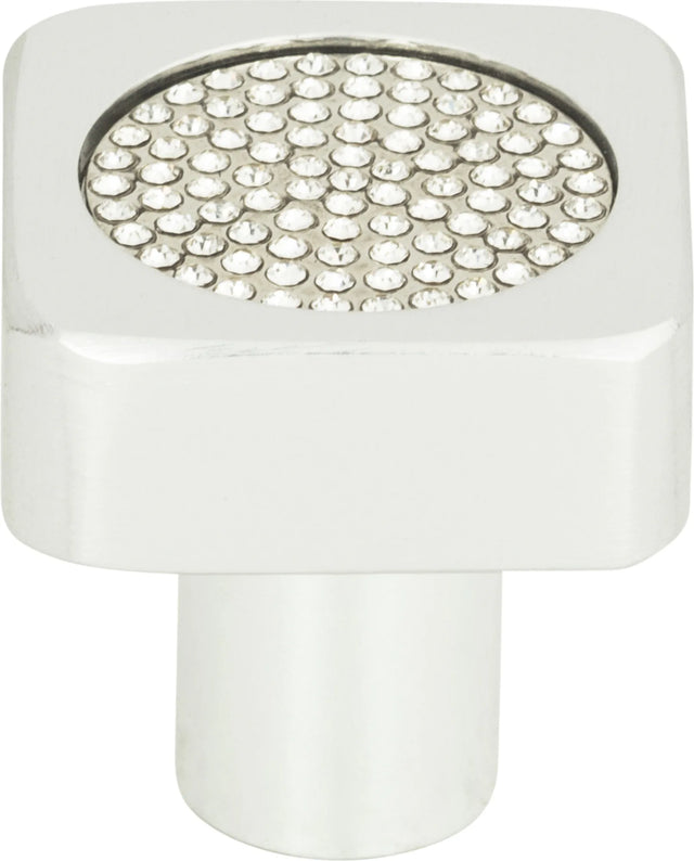 Crystal Square Inset Knob 1'' Matte Chrome 3193-MC