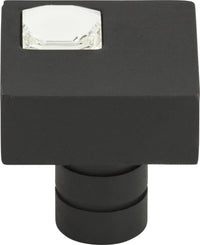 Crystal Off Center Square Knob 1'' Matte Black 3194-BL