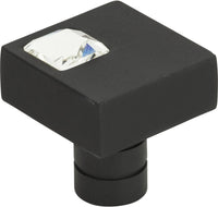 Crystal Off Center Square Knob 1'' Matte Black 3194-BL