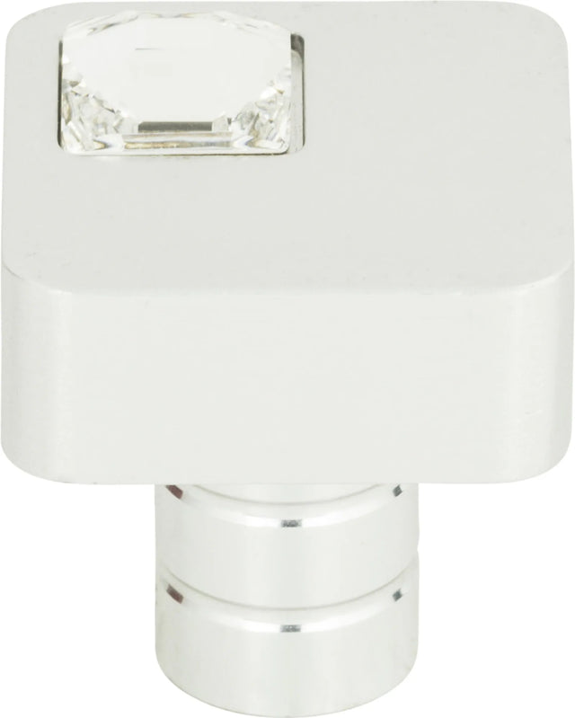 Crystal Off Center Square Knob 1'' Matte Chrome 3194-MC