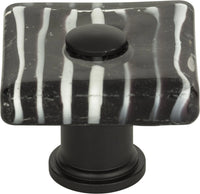 Dream Glass Zebra Glass Square Knob 1 1/2'' Matte Black 3223-BL
