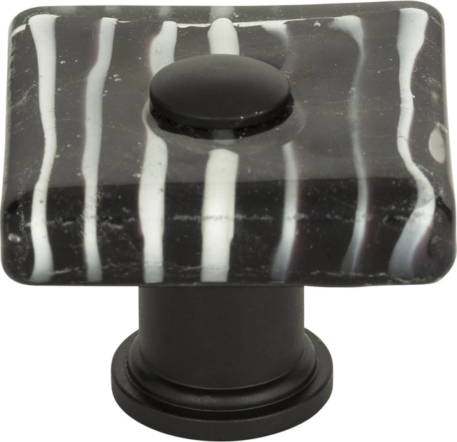 Dream Glass Zebra Glass Square Knob 1 1/2'' Matte Black 3223-BL