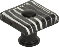 Dream Glass Zebra Glass Square Knob 1 1/2'' Matte Black 3223-BL
