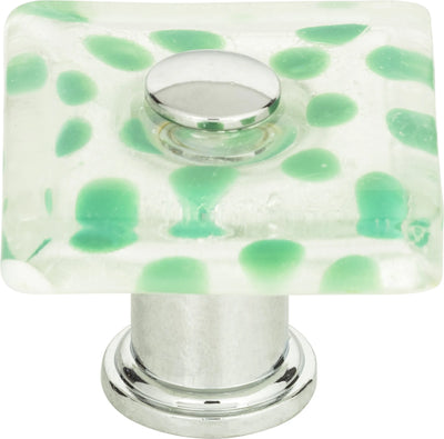 Dream Glass Emerald Polka Dot Glass Knob 1 1/2'' Polished Chrome 3228-CH