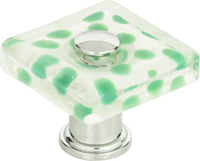 Dream Glass Emerald Polka Dot Glass Knob 1 1/2'' Polished Chrome 3228-CH