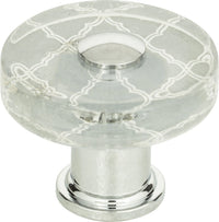 Dream Glass Quatrefoil Glass Round Knob 1 1/2'' Polished Chrome 3233-CH