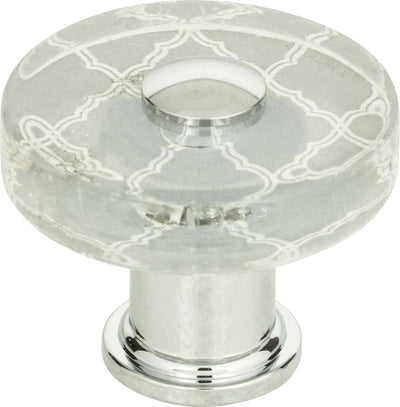 Dream Glass Quatrefoil Glass Round Knob 1 1/2'' Polished Chrome 3233-CH