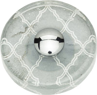 Dream Glass Quatrefoil Glass Round Knob 1 1/2'' Polished Chrome 3233-CH