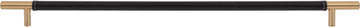 Zanzibar Black Appliance Pull 17'' cc Leather Warm Brass AP05-BL-WB