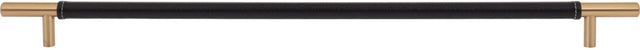 Zanzibar Black Appliance Pull 17'' cc Leather Warm Brass AP05-BL-WB