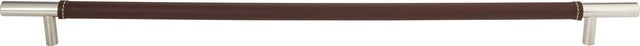 Zanzibar Brown Appliance Pull 17'' cc Leather Polished Chrome AP05-OW-CH