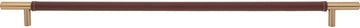 Zanzibar Brown Appliance Pull 17'' cc Leather Warm Brass AP05-OW-WB