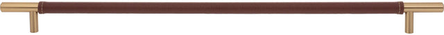 Zanzibar Brown Appliance Pull 17'' cc Leather Warm Brass AP05-OW-WB
