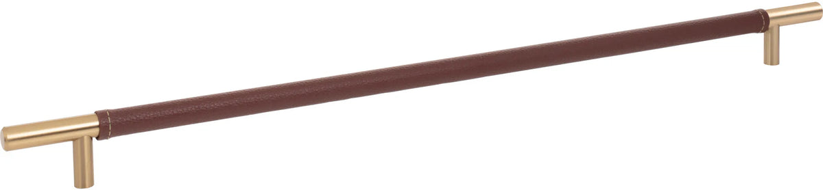 Zanzibar Brown Appliance Pull 17'' cc Leather Warm Brass AP05-OW-WB