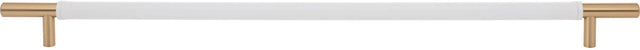 Zanzibar White Appliance Pull 17'' cc Leather Warm Brass AP05-WT-WB