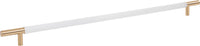 Zanzibar White Appliance Pull 17'' cc Leather Warm Brass AP05-WT-WB