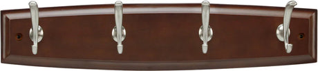 Luna Collection Hook Rail 18'' Long Cherry Stained with Satin Nickel Finish C25006-CSSN