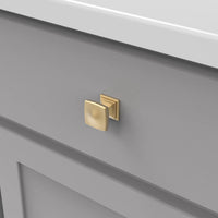 Dover Collection Knob 1-1/4'' Square Brushed Golden Brass Finish H078769BGB