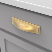 Dover Collection Cup Pull 3'', 3-3/4'' & 5-1/16'' (128mm) cc Brushed Golden Brass Finish H078775BGB