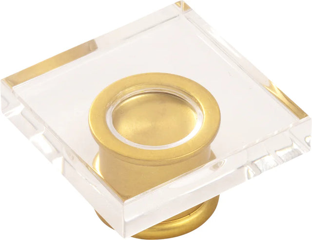 Crystal Palace Collection Knob 1-3/8'' Square Crysacrylic with Brushed Golden Brass Finish H079525-CABGB
