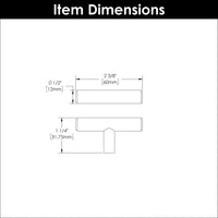 Bar Pulls Collection T-Knob 2-3/8'' x 1/2'' Stainless Steel Finish HH075591-SS