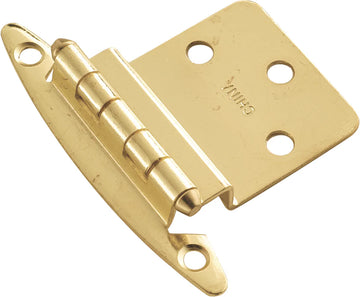 Hinge 3/8'' Inset Surface Face Frame Free Swinging Polished Brass Finish P140-3