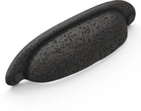 Refined Rustic Collection Cup Pull 3'' & 3-3/4'' cc Black Iron Finish P3004-BI