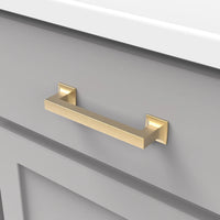 Studio Collection Pull 5-1/16'' cc Brushed Golden Brass Finish P3012-BGB