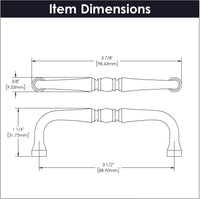 Williamsburg Collection Pull 3-1/2'' cc Matte Black Finish P3059-MB