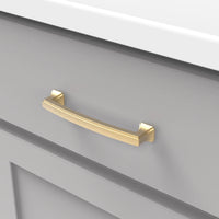 Bridges Collection Pull 5-1/16'' cc Brushed Golden Brass Finish P3233-BGB