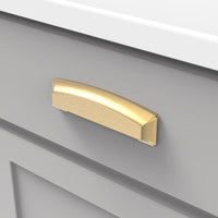 Bridges Collection Cup Pull 3'', 3-3/4'' & 5-1/16'' (128mm) cc Brushed Golden Brass Finish P3234-BGB