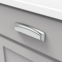 Bridges Collection Cup Pull 3'', 3-3/4'' & 5-1/16'' (128mm) cc Chrome Finish P3234-CH