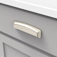 Bridges Collection Cup Pull 3'', 3-3/4'' & 5-1/16'' (128mm) cc Satin Nickel Finish P3234-SN